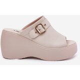 S. BARSKI Leather Women's Sandals On Platform And Wedge With Buckle Beige S.Barski | Shoptok.si