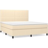 vidaXL Box spring postelja z vzmetnico krem 160x200 cm blago, (20896566) | Shoptok.si
