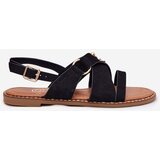 Boto Women's sandals on flat heels with golden studs black Zanira | ePonuda.com