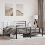 vidaXL Kovinski posteljni okvir z vzglavjem in vznožjem črn 183x213 cm | Shoptok.si