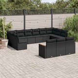  13-dijelni set vrtnih sofa s jastucima poliratan crni | shoptok.hr