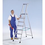 Zarges profesionalna lestev s stopnicami, vzpenjanje z ene strani, eloksiran aluminij, z odlagališčem za orodje, za obrt in industrijo, 4 stopnice vkl | Shoptok.si