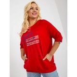 Fashion Hunters Red blouse plus size with neckline at back Cene