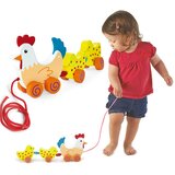 Viga drvena igračka na povlačenje kokoš s pilićima, 36 cm | shoptok.hr
