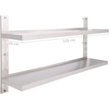  Zidne police s 2 razine od nehrđajućeg čelika 150 x 30 cm | Eponuda.com