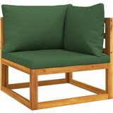 Maison Chic Segmentni kotni kavč - Sofa - Kanape z zelenimi blazinami trden akacijev les, (21727268) Cene