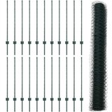 vidaXL Ograjni Stebri 11 kos U-kanal Zelen 100 cm Jeklo, Šesterokotna Ograja Zelen 1x50 m Jeklo | Shoptok.si