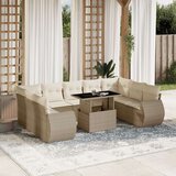 vidaXL 10-dijelni set vrtnih sofa s jastucima bež od poliratana | shoptok.hr