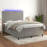 vidaXL Krevet box spring s madracem LED svjetlosivi 140x190 cm baršun Cijene