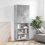 vidaXL Visoka komoda betonsko siva 69,5x34x180 cm inženirski les | Shoptok.si