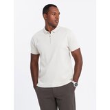 Ombre Men's melange polo shirt with striped collar - black Cene