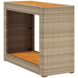  The Living Store Vrtna miza z leseno mizno ploščo bež 100x40x75 cm poli ratan - Vrtna Stranska Mizica, (21459629) | Shoptok.si