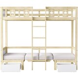 Möbrio Dvonadstropna postelja 90x200 cm - pod njo je kabinetna postelja - bela in naravna, (22060372) Cene