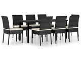  9-dijelni vrtni blagovaonski set od poliratana crni | shoptok.hr