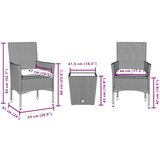  3-dijelni bistro set s jastucima smeđi od poliratana i stakla | shoptok.hr
