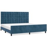 The Living Store Posteljni okvir z vzglavjem temno moder 200x200 cm žamet - Posteljni Okvir Z Vzglavjem, (21489611) | Shoptok.si