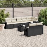  9-dijelni set vrtnih sofa s jastucima crni od poliratana Cijene
