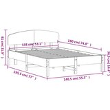 vidaXL Posteljni okvir z vzglavjem voščeno rjava 135x190 cm borovina | Shoptok.si