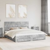  Krevetna konstrukcija s ladicama Betonski sivi 200 x 200 cm Siva 203 x 203 x 100 cm | Shoptok.si