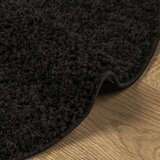  Čupavi moderni tepih s visokim vlaknima crni Ø 120 cm | shoptok.hr