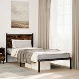 Maison Chic Kovinski Posteljni okvir - Enojna postelja - Postelja za odrasle brez vzmetnice dimljen hrast 90x200 cm, (21695562) | Shoptok.si