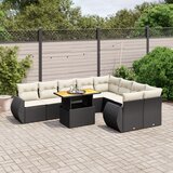 vidaXL 10-dijelni set vrtnih sofa s jastucima crni od poliratana | shoptok.hr