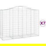 vidaXL Obokane gabion košare 7 kosov 200x50x140/160cm pocinkano železo, (20757962) | Shoptok.si