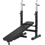 GORILA SPORTS Ravna benč klupa sa stalkom za šipku (Podesiva / Crna) | Eponuda.com
