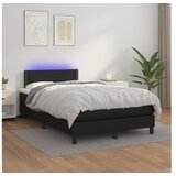  Box spring postelja z vzmetnico LED črna 120x200cm umetno usnje | Shoptok.si
