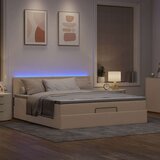 vidaXL Otomanski krevet s madracem i LED krem 180x200cm od tkanine | shoptok.hr