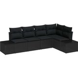  Set od 5 komada vrtnih kauča s jastučićima crni poli ratan | shoptok.hr