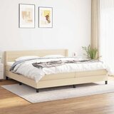  Krevet s oprugama i madracem krem 200 x 200 cm od tkanine | shoptok.hr