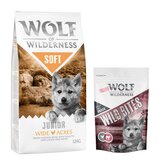 Wolf of Wilderness 12 kg suhe hrane + Snack gratis! - Junior "Soft - Wide Acres" - piščanec + Leafy Willows - teletina & piščanec Cene