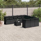 vidaXL 12-dijelni set vrtnih sofa od poliratana s jastucima crni | shoptok.hr