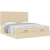 vidaXL Otomanski posteljni okvir z vzmetnicami krem 160x200 cm blago, (21611700) | Shoptok.si