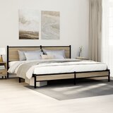Maison Chic Kovinski Posteljni okvir - Dvoposteljna postelja - Zakonska postelja brez vzmetnice sonoma hrast 200x200 cm, (21694517) | Shoptok.si