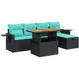  6-dijelni set vrtnih sofa s jastucima crni od poliratana bagrem | shoptok.hr