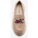 Resti Light brown openwork women's moccasins with ornament Bokkso- Footwear | Shoptok.si