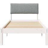  Okvir kreveta s uzglavljem Bijela i svijetlosiva 75 x 190 cm | Eponuda.ba