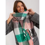 Fashion Hunters Green-gray long checkered women's scarf