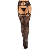 LEG AVENUE HOSIERY LEG AVENUE - FLORAL LACE GARTER STOCKINGS BLACK | Shoptok.si
