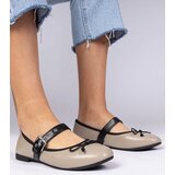 Gemre Dark beige women's ballet flats with a bow Mansy | Shoptok.si