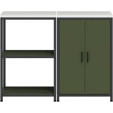 vidaXL Kuhinjski set za pohranu s policom s pohranom s vratima Podesiva 2 pcs Maslinasto zelena | shoptok.hr