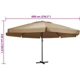  Vrtni suncobran s aluminijskom šipkom 600 cm smeđe-sivi | shoptok.hr