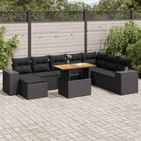  9-dijelni set vrtnih sofa s jastucima crni od poliratana bagrem | shoptok.hr