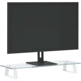 vidaXL Stojalo za monitor belo 60x20x8 cm kaljeno steklo in kovina | Shoptok.si