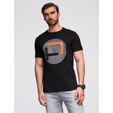 Ombre Men's cotton t-shirt with contrasting two-tone print - black | Shoptok.si