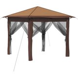 Gazebo s 4 bočne strane 2,6 x 2,6 m Bež i smeđa | shoptok.hr