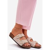 Boto Women's Fabric Slippers On Cork Platform With Buckles Gold Osoffe | ePonuda.com