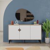Marckeric Bijela/u prirodnoj boji niska komoda u dekoru hrasta 140x79 cm Nola – | shoptok.hr